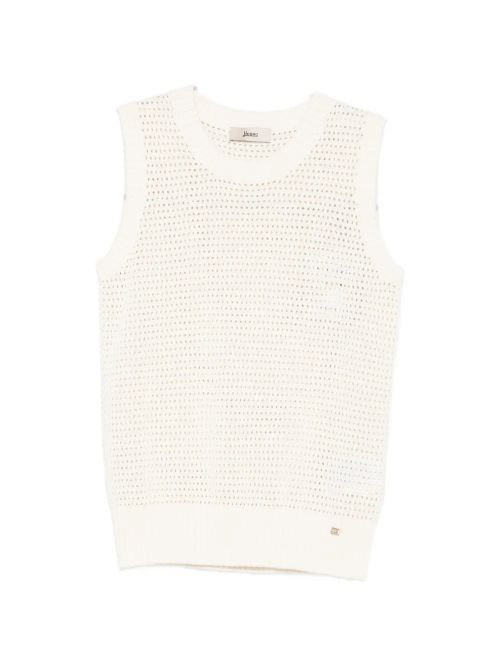 Perforated-Knit Tank Top — White