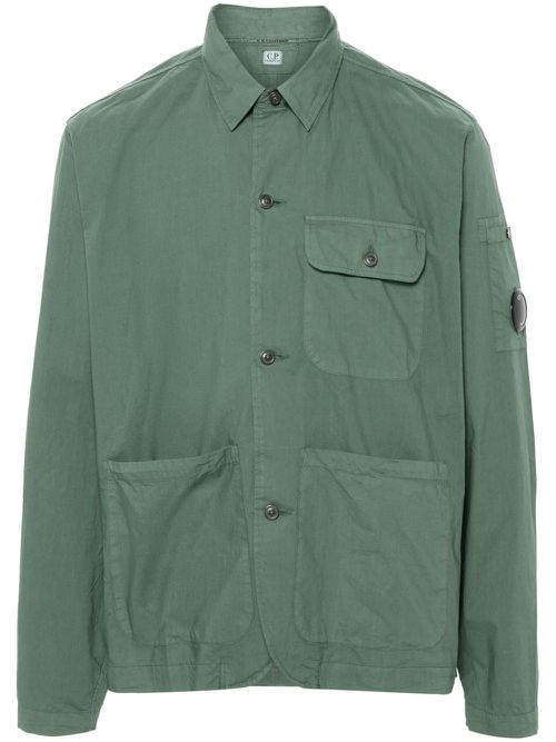 Lens-detail cotton shirt - Green
