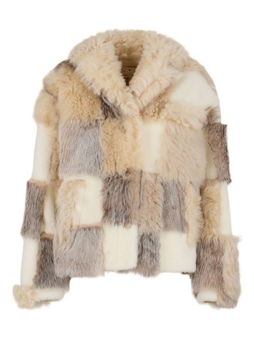 Patchwork fur jacket - White