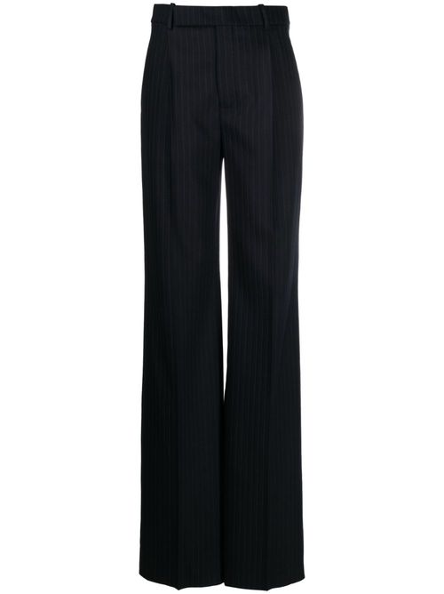 High-waist pinstripe trousers - Blue