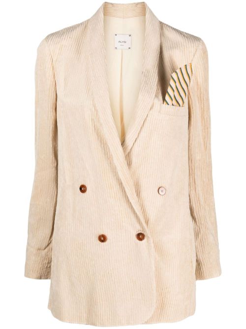 Double-breasted corduroy blazer - Neutrals