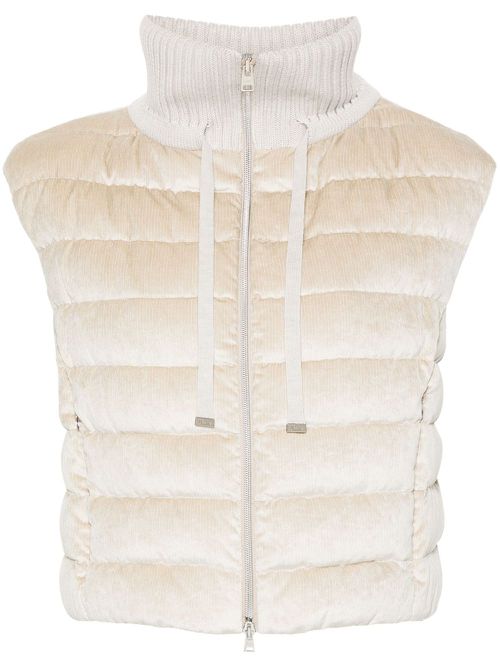 Resort quilted velvet gilet - Neutrals