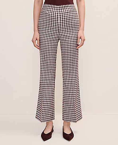 Ann Taylor The Gingham Side Zip Flare Pant — Curvy Fit