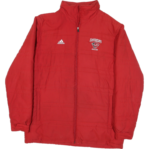 ADIDAS Mens Red Davenport University Soccer Zip Jacket L Polyester Blend Plain