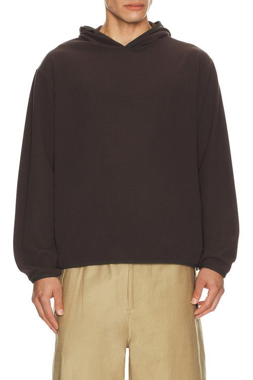 Le17Septembre Waffle Knit Pullover Hoodie in Brown - Brown. 46 also