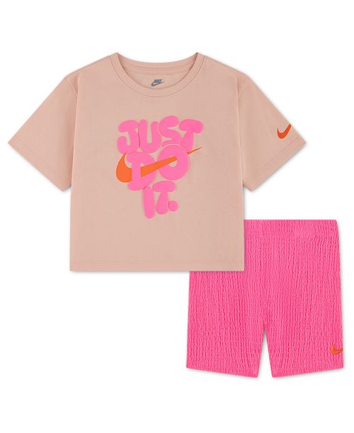 Girls' 4-6X Bold Play T-Shirt and Bike Shorts, 2-Piece Set - Pink