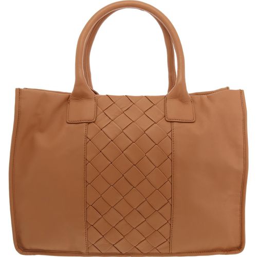 Leori Womens Woven Leather Tote Handbag