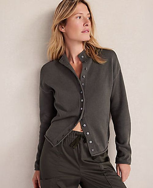 Ann Taylor Haven Well Within Organic Cotton Roll Neck Cardigan