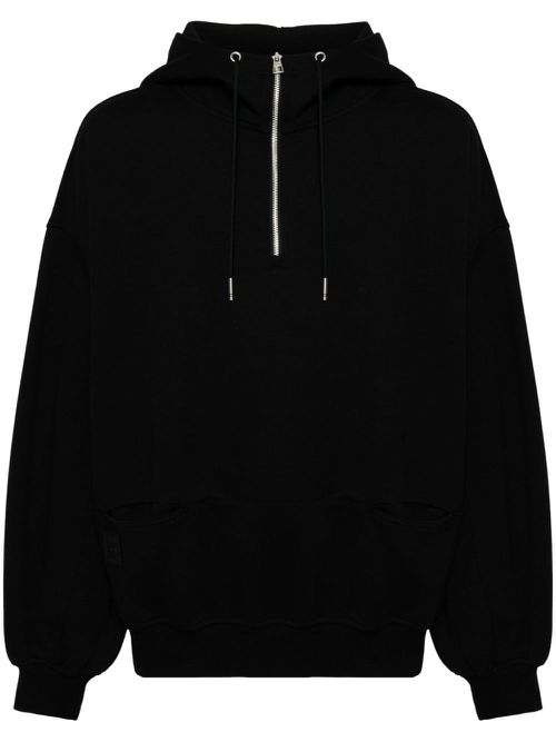 Crossing Strokes graphic-print cotton hoodie - Black