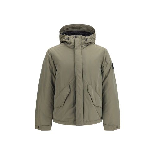 Padded Polyester Shell Jacket — Beige