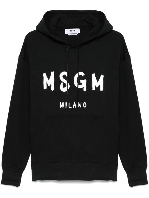 Black Cotton Crewneck Sweatshirt With Logo