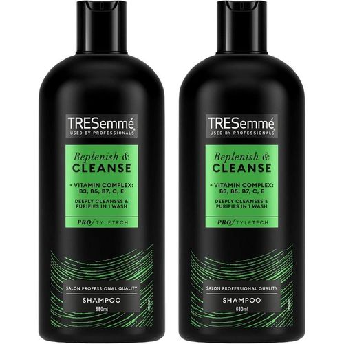 Tresemme 'shampoo' Replenish & Cleanse With Vitamins Complex B, C & E, 2 Pack Of 680 Ml In Black