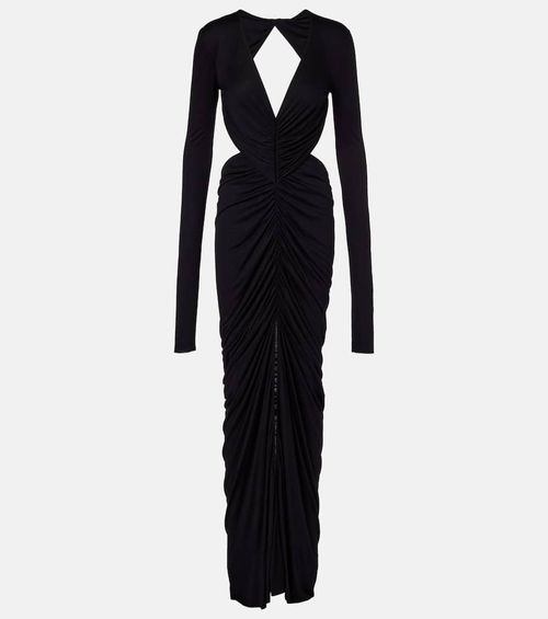 Poppy ruched open-back jersey gown