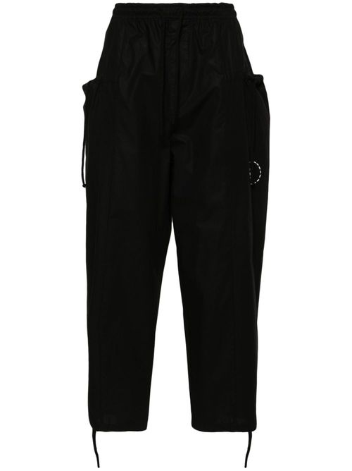 Drawstring-waist wide-leg trousers - Black