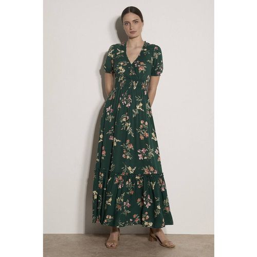 Apricot Women's Watercolour Floral Maxi Dress in Green