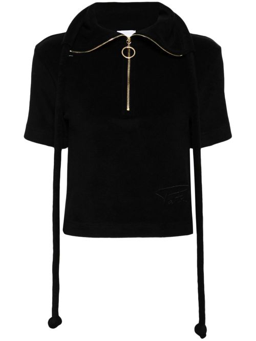 Half-zip cotton polo top - Black