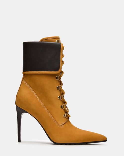 Steve Madden Women's Morals Lace-Up Booties - Wheat Nubuck - - Leather