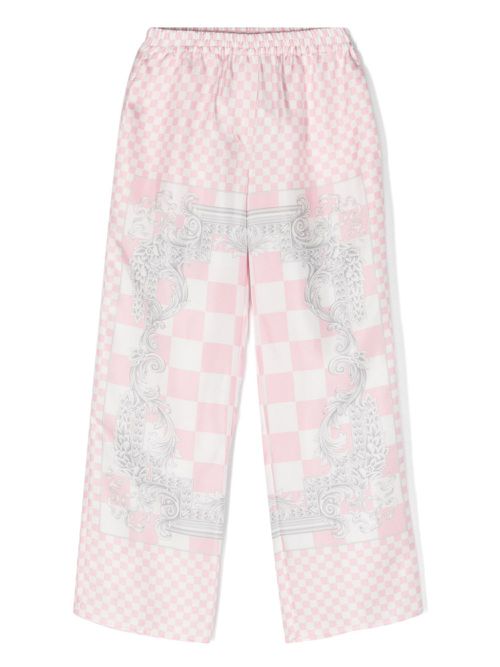 Barocco-print silk trousers - Pink
