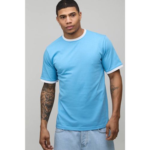Regular Fit Ringer Crew Neck T-Shirt | Blue | Large