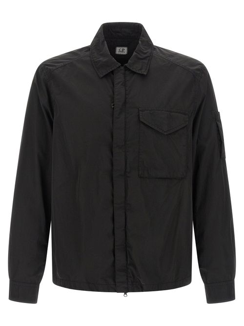 Garment-Dyed Chrome-R Overshirt — Black