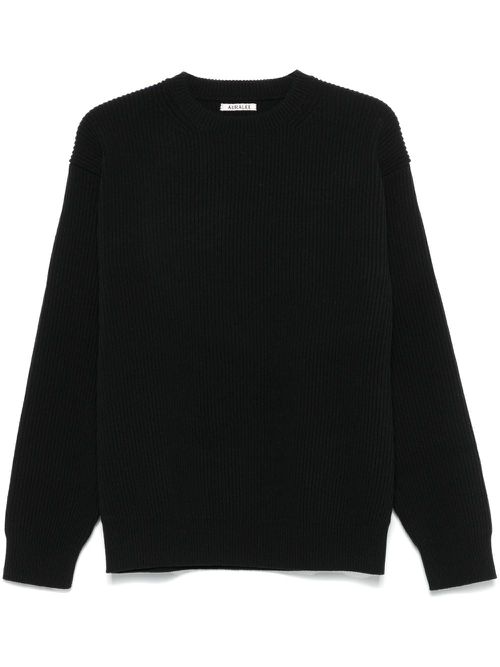 Ribbed-knit wool sweater - Black