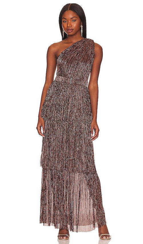 Sabina Musayev ABENDKLEID TERINA in Metallic Bronze. Größe XS. Also in