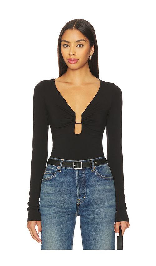 Good American Jersey U Wire Long Sleeve Top in Black.  XXXXL/4X. Also in L, M, S, XL/1X, XS, XXL/2X, XXXL/3X