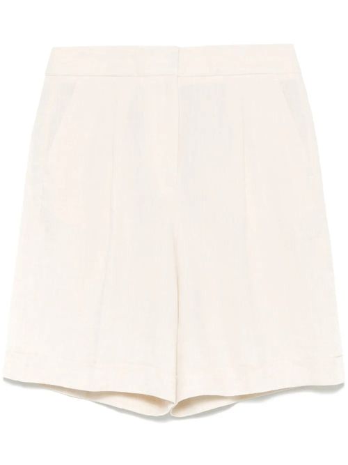 Pleated Linen Shorts — Ecru