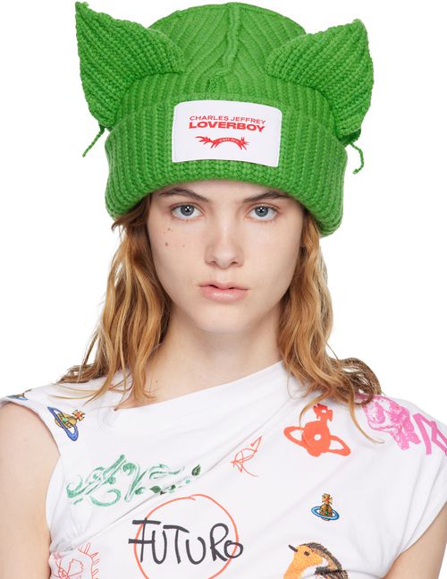 Green Chunky Ears Beanie