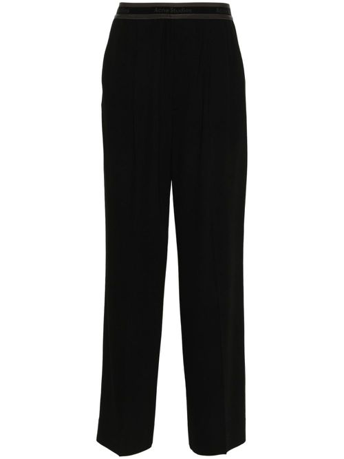 Logo-waistband straight-leg trousers - Black