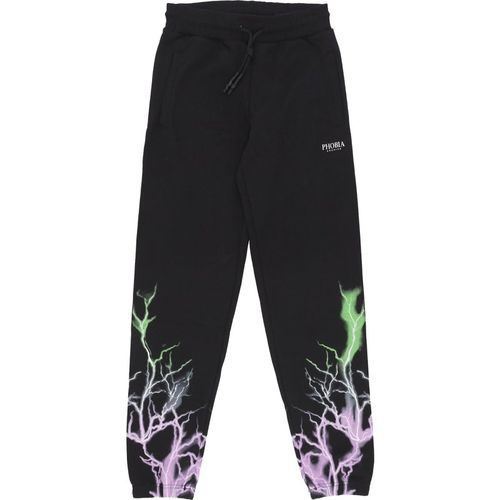 Lightweight Men's Tracksuit Pants Bicolor Lightning Print Pants Black