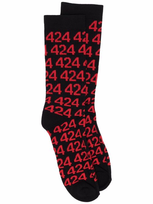 All-over logo print socks - Black