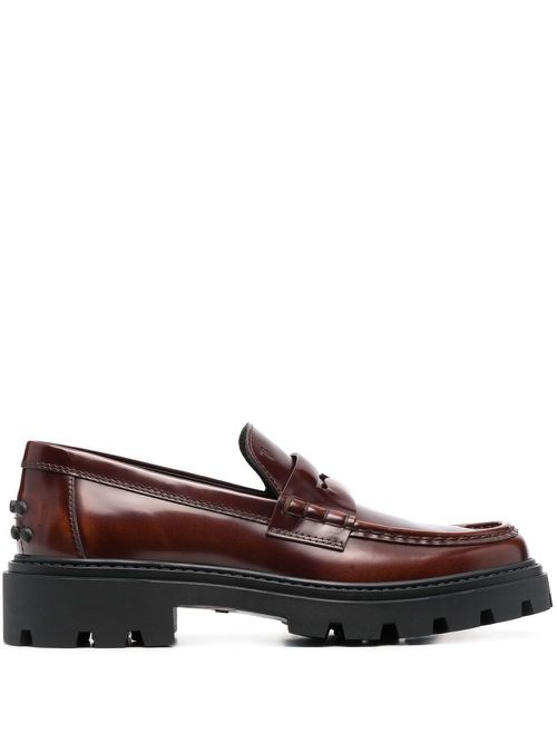 Spike-stud embellished loafers - Brown