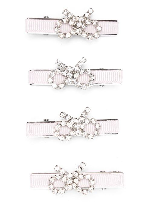 Bow detail hair clips - Silver