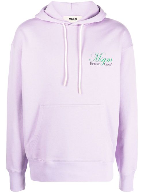 Logo-print organic-cotton hoodie - Purple