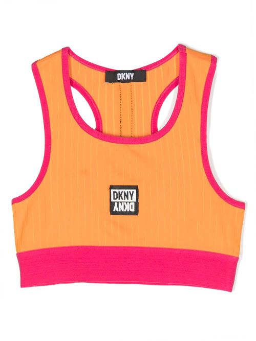 Pinstripe logo patch cropped undershirt - Orange