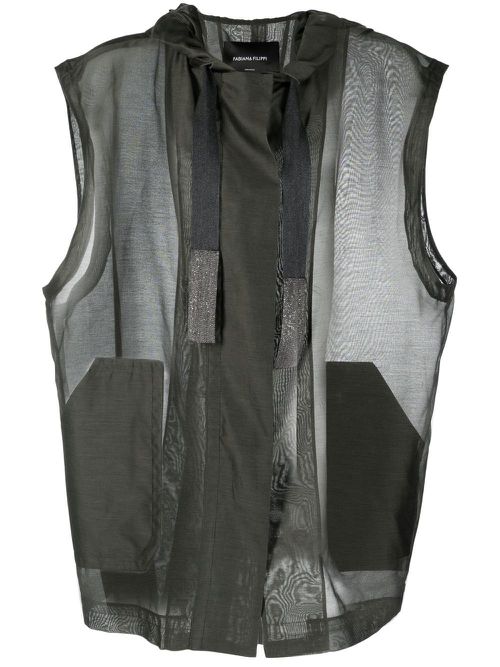 Panelled hooded vest - Green