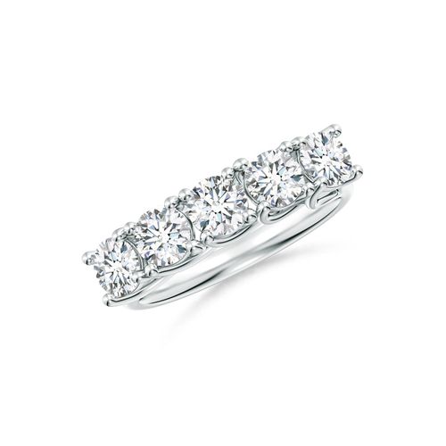 Angara 1.5 Carats Half Eternity Five Stone Diamond Wedding Band in 14K White Gold