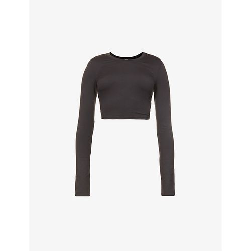 Womens Black Alosoft Finesse Slim-fit Stretch-jersey top