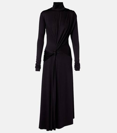 Gathered turtleneck midi dress