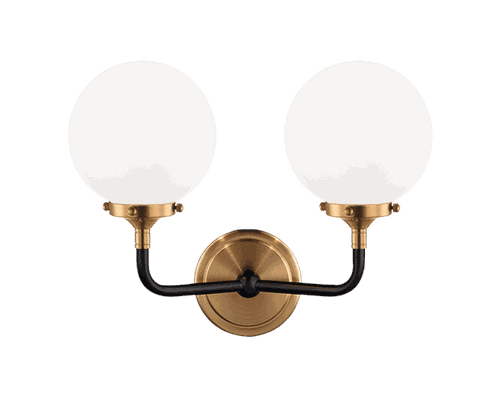 Aged Gold Brass Two Light Wall Sconce from the Particles Collection