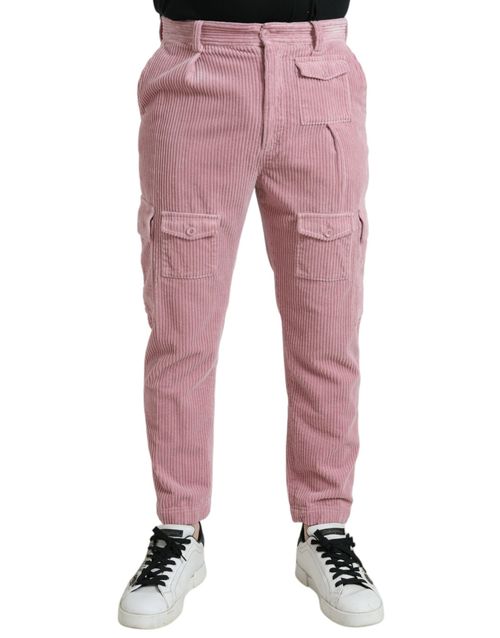 Corduroy Cotton Stretch Cargo Pants — Pink