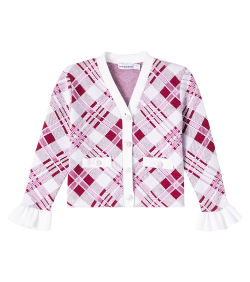 Ruffled checked cardigan