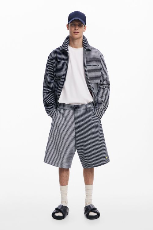 Baggy striped Bermuda shorts