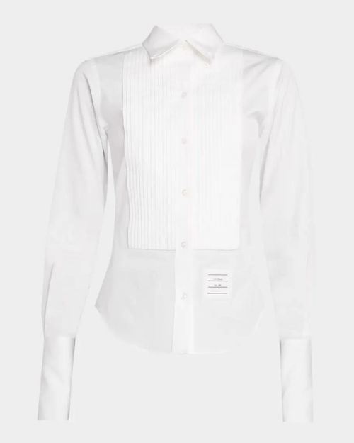 Plisse Bib Button Down Point Collar Shirt