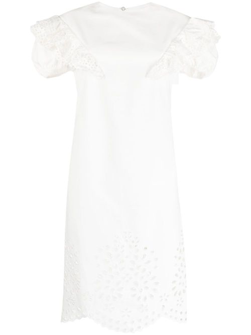 Open-knit shift midi dress - White