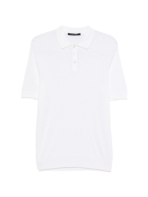 Cable-Knit Polo Shirt with Ribbed Trim