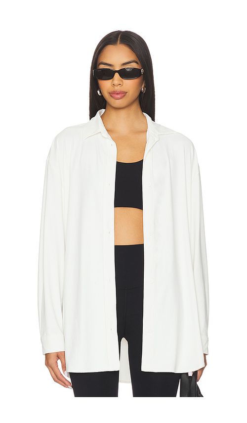 Splits59 Kate Airweight Lite Button Down Top in White. XS also in L, M