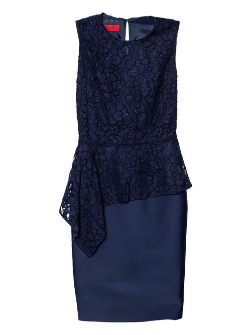 Peplum lace midi dress - Blue