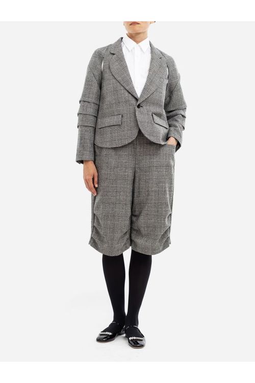 Prince of Wales Check Wool Culottes — Black